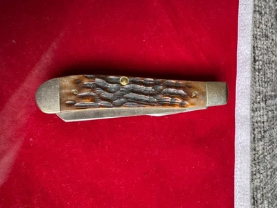 Canivete Vintage Case XX, 6207SS, 2 lâminas, marrom esculpido e prata - Imagem 1 de 4