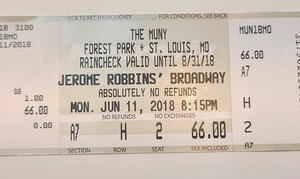 Boleto de Broadway de Jerome Robbins - 11 de junio de 2018 - The Muny, St. Louis MO - Imagen 1 de 12