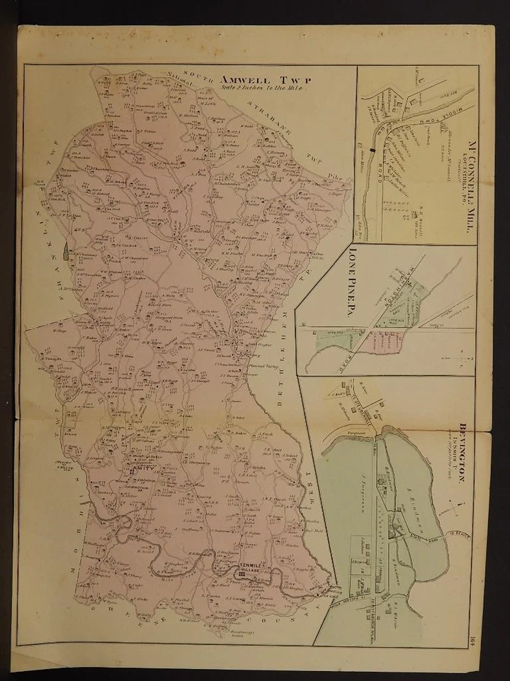 Pensilvania, Mapa del condado de Washington, 1876 Amwell N5#86 Foto 1 de 1