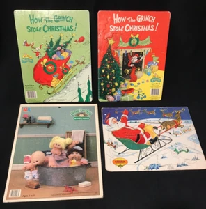 Vintage Christmas Cardboard Puzzles - Grinch, Santa Claus & Cabbage Patch Kids - Picture 1 of 24