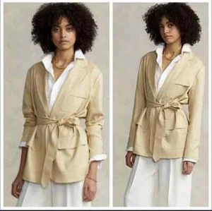 Polo Ralph Lauren Mulberry Silk/Wool Belted Blazer Womens 14 Cream  NWT $498. - Picture 1 of 10