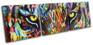 Tiger Eyes Urban Grunge Graffiti TREBLE TELA parete arte foto stampa - Foto 1 di 1