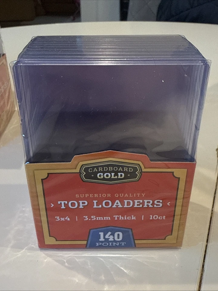 10 Cardboard Gold 140 Point Top Loaders Thick Card Holders Brand New Toploaders - Image 1 of 1
