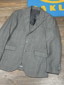 Mens Hackett Wool/Cashmere Checked Gray Blazer Jacket size 48R - Picture 1 of 19