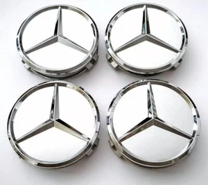 Mercedes Benz Silver alloy wheel center caps hubcaps - Picture 1 of 3