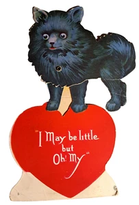 Valentine Mechanical Standup Black Dog I May Be Little but Oh! My Heart - Picture 1 of 4