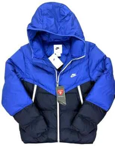 Nike Blue Coat Storm Fit Windrunner Hooded Insulated Jacket Classic Men Size - Picture 1 of 5