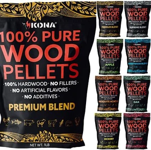 Confezione varietà pellet di legno Kona - (8) 1 libbra sacchetti richiudibili - premium 100% legno - Foto 1 di 8