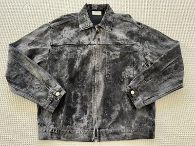 Chaqueta de mezclilla lavada con cremallera completa John Elliott - negra - talla grande Foto 1 de 4