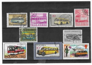 Lot de timbres du monde sur le thème des MOTO / VEHICULES / VOITURES / BUS - Picture 1 of 1