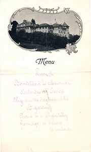 Antique Handwritten French Menu Vignette of Hotel Possibly Zurich? c.1900 C9 - Picture 1 of 2
