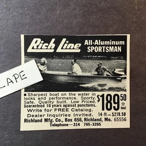1965 Ad. Rich Line Aluminum Boat. Richland Mfg. co. Richland, Missouri. - Picture 1 of 1