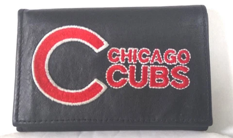 Chicago Cubs MLB Embroidered Leather Tri-fold Wallet Cover