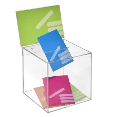 Losbox aus Acrylglas 200x200x200mm, mit Topschild A5 Quer / Aktionsbox /Acrylbox - Bild 1 von 4