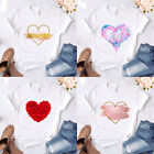 Short sleeve Heart casual flower print T-shirt ladies