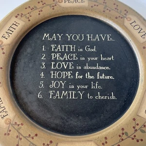 Barbara Lloyd Primitive Round Plaque Resin “May You Have…” List Of 6 Wishes - Picture 1 of 11