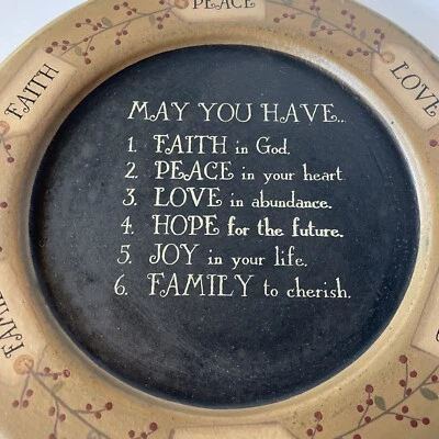Barbara Lloyd Primitive Round Plaque Resin “May You Have…” List Of 6 Wishes - Image 1 of 4