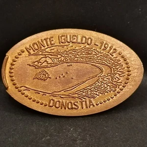 PIECE ECRASEE SAN SEBASTIEN DONOSTIA MONTE IGUELDO 1912 ESPAGNE / SPAIN ELONGATE - Imagen 1 de 3