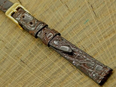 Correa de reloj de cocodrilo marrón Stylecraft vintage de 10 mm sin usar con hebilla en tono dorado Foto 1 de 4