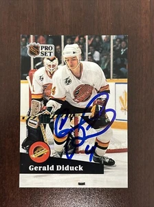 1991-92 Pro Set #502 Gerald Diduck AUTO Vancouver Canucks AUTOGRAPH Signed - Picture 1 of 2