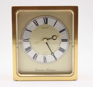 Vintage Gold Brass SEIKO QUARTZ Westminster Whittington Desk Clock Working - Picture 1 of 12