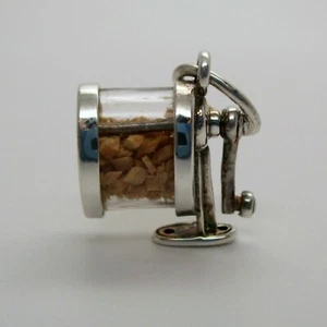 Vintage STERLING SILVER Pencil Sharpener MOVABLE CHARM Teacher Gift MINT Pendant - Picture 1 of 7