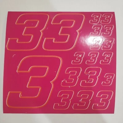 Plum w yellow/white #3 Racing Numbers Vinyl Decal Sheet -Nascar-GMC - Image 1 of 4