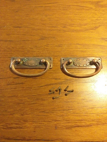 Vintage Copper Brass Door Handles x 2 Cover