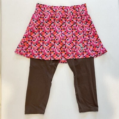 NUEVO SIN ETIQUETAS Runningskirt.com Colorblock Capri Athletic Skort Para Mujer’s 4 Rosa/Marrón Foto 1 de 4