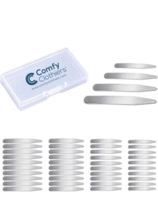 Metal Collar Stays For Men'S Dress Shirts (40-Pack, Multiple Lengths) Steel - Picture 1 of 6