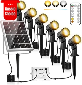 Outdoor Solar Spot Lights 6 in 1 Remote Control 3 Modes 3 Brightness IP66 Waterp - Picture 1 of 12