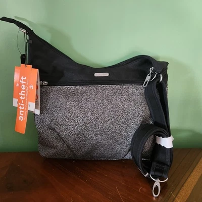 Новый Baggallini большой Hobo через плечо сумка с короткими ручками с ремешком, серый и черный новый с Ярлыками - Изображение 1 из 4