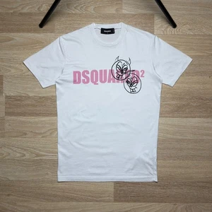 Luxury Dsquared2 White T Shirt Logo Devil & Angel Men's Size S - Picture 1 of 15