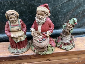 Tom Clark Gnomo Grandes Papá Noel y la Sra. Claus Estatuillas 10 pulgadas y Yule Elf 1984 - Imagen 1 de 13