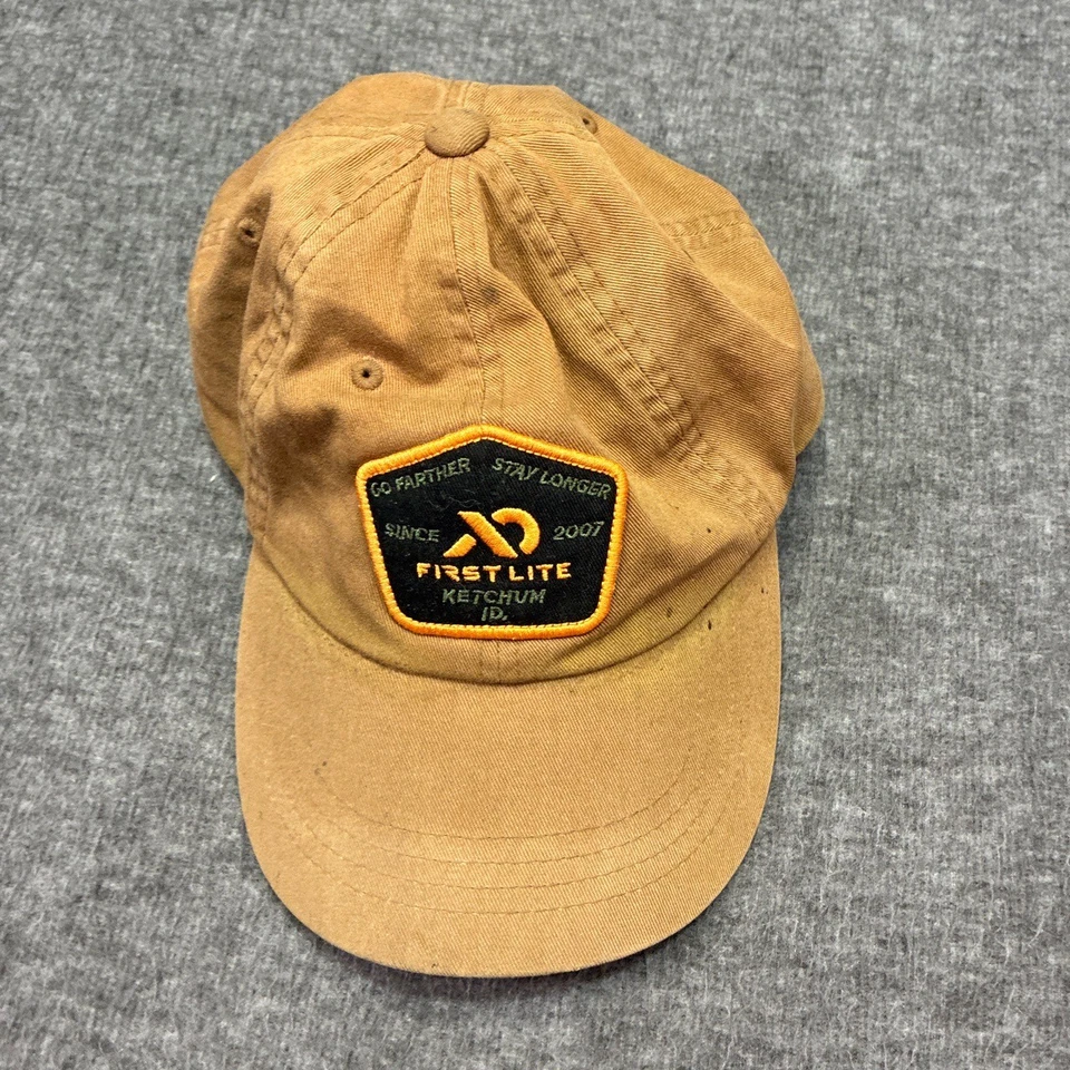 First Lite Mens Tan Hunting Dad Patch Leather Strapback Hat - Image 1 of 4