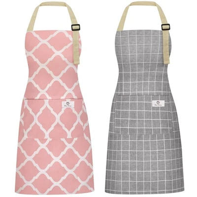 2 Piezas Delantales para Mujer con Bolsillos, Algodón Lino Impermeable Cocina Cocina... Foto 1 de 4