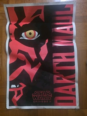 "Póster vintage flocado 1999 Star Wars episodio I Darth Maul Blacklight 22x 34"" EE. UU. Foto 1 de 4
