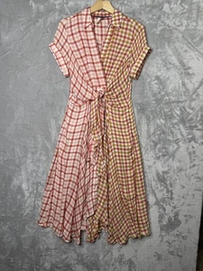 Abito Pilcro donna piccolo a quadri cravatta tasca davanti manica corta urban outfitters - Foto 1 di 15