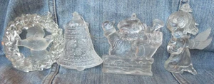 LOT OF 4 FAUX CRYSTAL ORNAMENTS Vintage ACRYLIC Christmas Tree Ornament ORN87 - Picture 1 of 3
