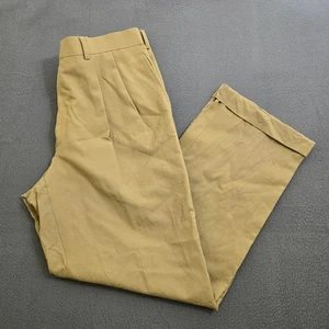 Lauren Ralph Lauren Men 33X30 Brown Total Comfort Pleated Cuffed Dress Pants - Picture 1 of 11