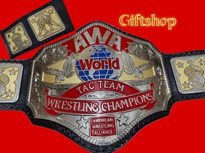 Nuevo cinturón de campeón de lucha libre AWA World Tag Team 4 mm Foto 1 de 4