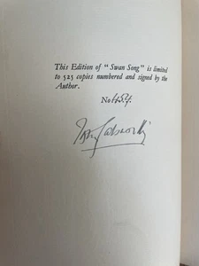 Swan Song John Galsworthy Signed Ltd Ed #454/525 1928 DJ Heinemann Nobel - Picture 1 of 3