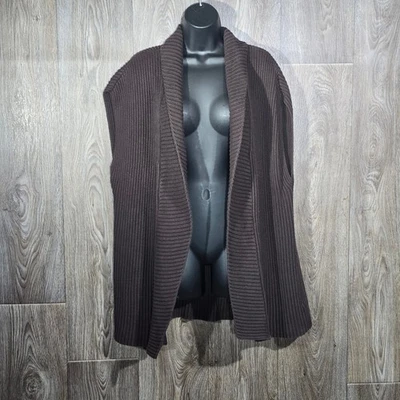 Chico's Marrón Frente Abierto Sin Mangas Tejido Cárdigan Chaleco Algodón Mezcla Cachemira XL Foto 1 de 4