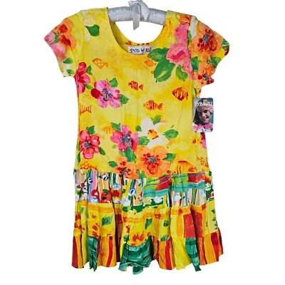 Vestido Hattie Jams World Girlz Estampado Floral Talla M Amarillo Cintura Caída Tropical Foto 1 de 4