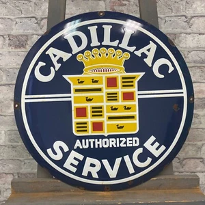 Cadillac Emailschild ø 19,7" (50cm) schönes Retro Service Garage großes Porzellanschild - Bild 1 von 15