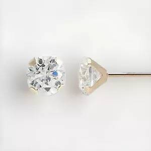 Genuine Natural Diamond Stud Screw Back Earrings in Solid 14k Yellow gold - 2mm - Picture 1 of 2