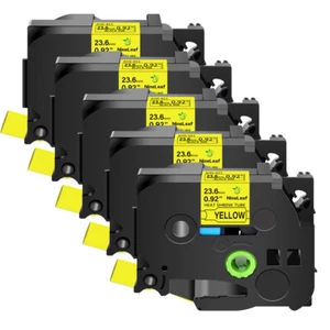 5x passend für Brother PT-D600 E500WVP HSE-651 Schrumpfschlauch gelb 0,92" 2:1 - Bild 1 von 11