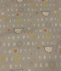HTF Dear Stella Design Fabric Hearts Bears Alphabets Rainbows On Dove Gray BTY - Picture 1 of 8