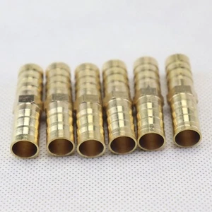 6Pcs NEW Brass Hose Barb Mender Union Brass Fitting Gas Fuel Water Air 3/8" 10mm - Picture 1 of 7