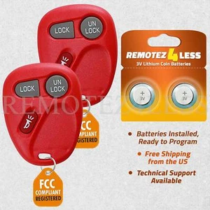 2 For 2000 2001 Chevrolet Suburban 1500 Keyless Entry Remote Car Key Fob Red - Picture 1 of 5